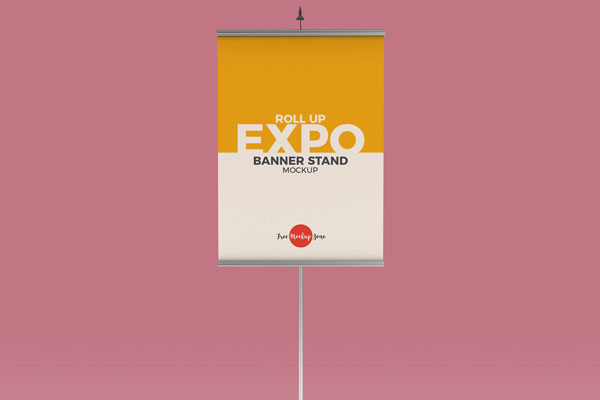 Roll-Up Expo Banner on a Metal Stand Mockups