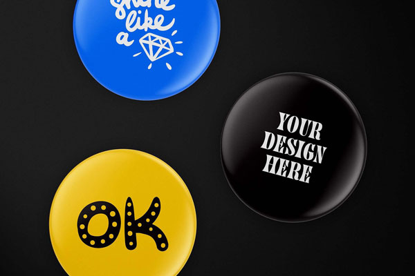 Round Button Badge Mockup in Front Sight