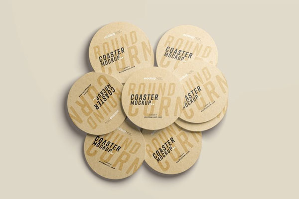 Round Coasters Mockup in 4 Varied Visions