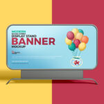 Round Corner Standing Banner Mockup in Front Sight