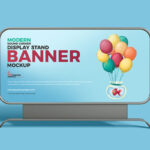 Round Corner Standing Banner Mockup in Front Sight