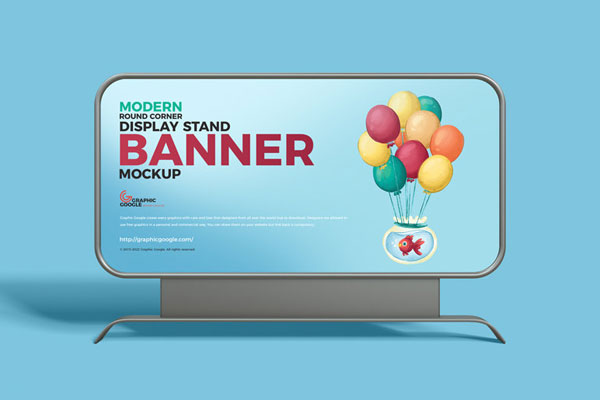 Round Corner Standing Banner Mockup in Front Sight