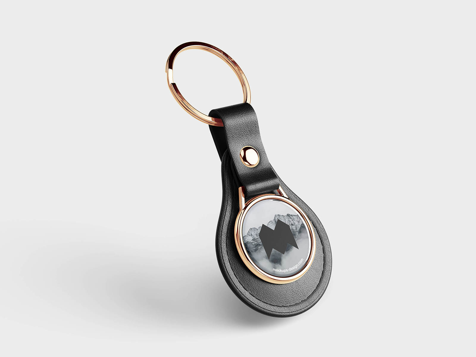 Free Round Leather Keychain Mockup PSD Template