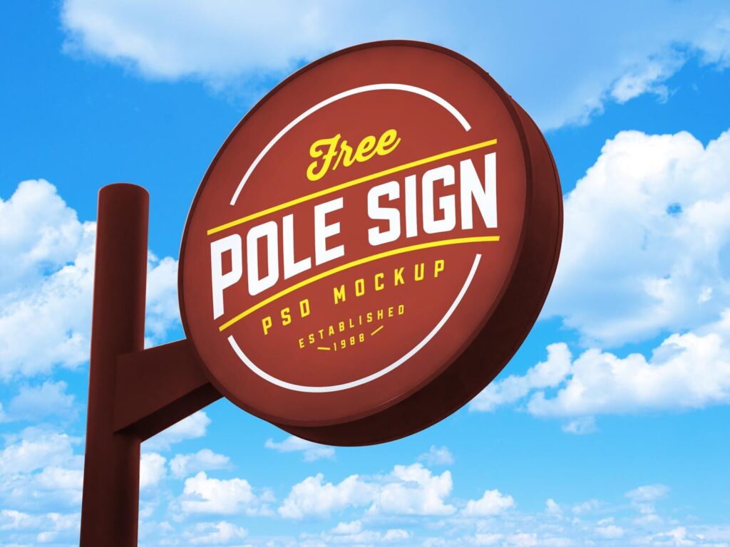 Round Metal Pole Signage Mockup