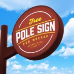 Round Metal Pole Signage Mockup