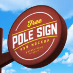 Round Metal Pole Signage Mockup