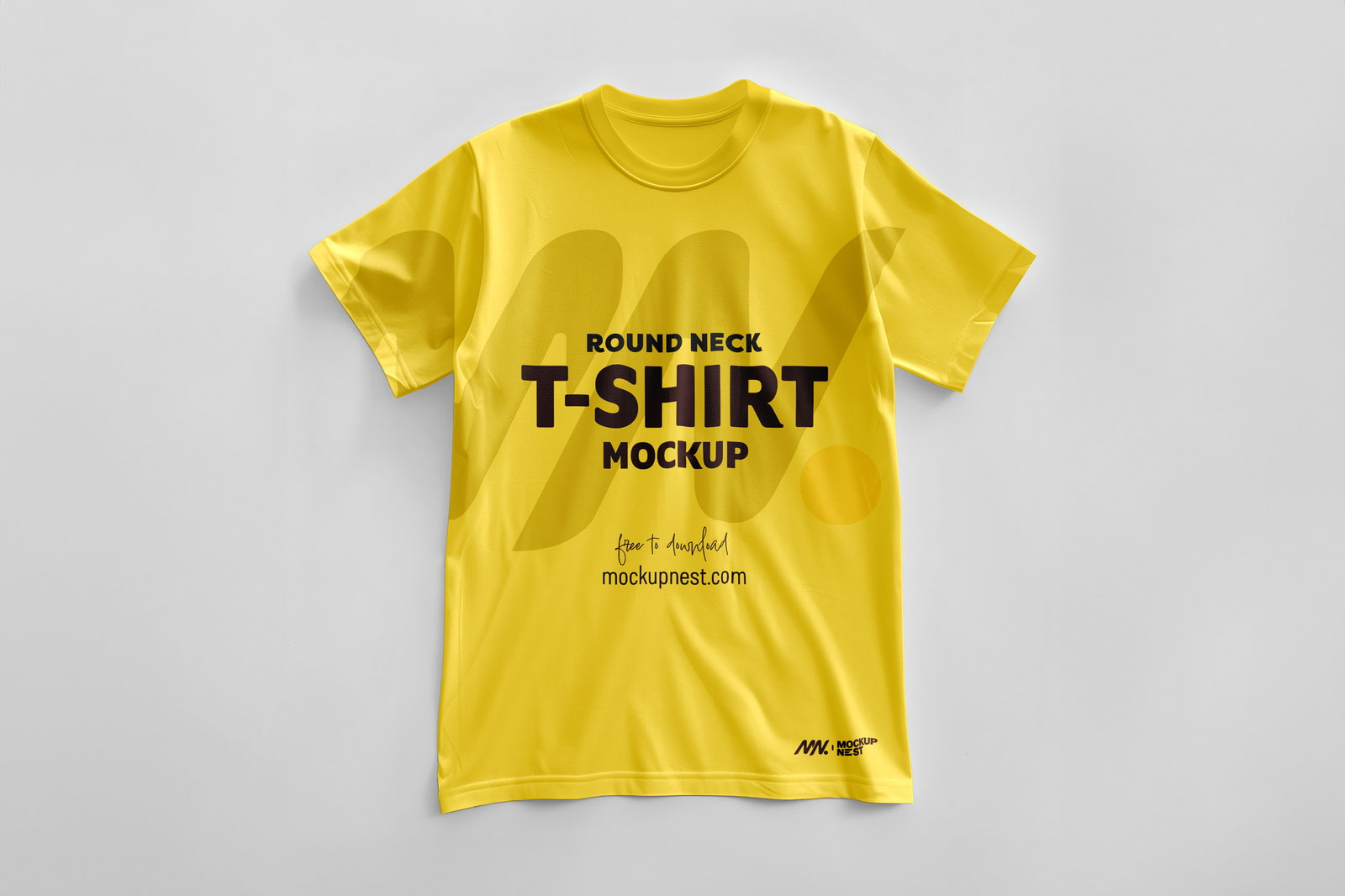 Free Round Neck T-shirt Mockup on Floor PSD Template