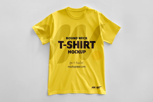 Round Neck T-shirt Mockup on Floor