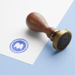 Round Shape Rubber Stamp with Wooden Look Mockup