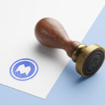 Round Shape Rubber Stamp with Wooden Look Mockup