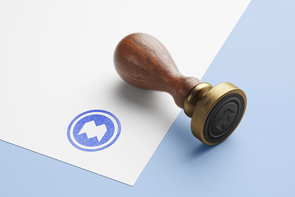 Round Shape Rubber Stamp with Wooden Look Mockup