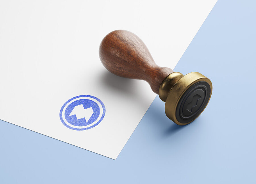 Round Shape Rubber Stamp with Wooden Look Mockup