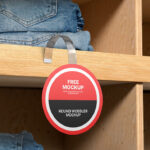 Round Shelf Wobbler Mockup in Perspective View