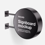Round Signboard Mockup in 3 Sights