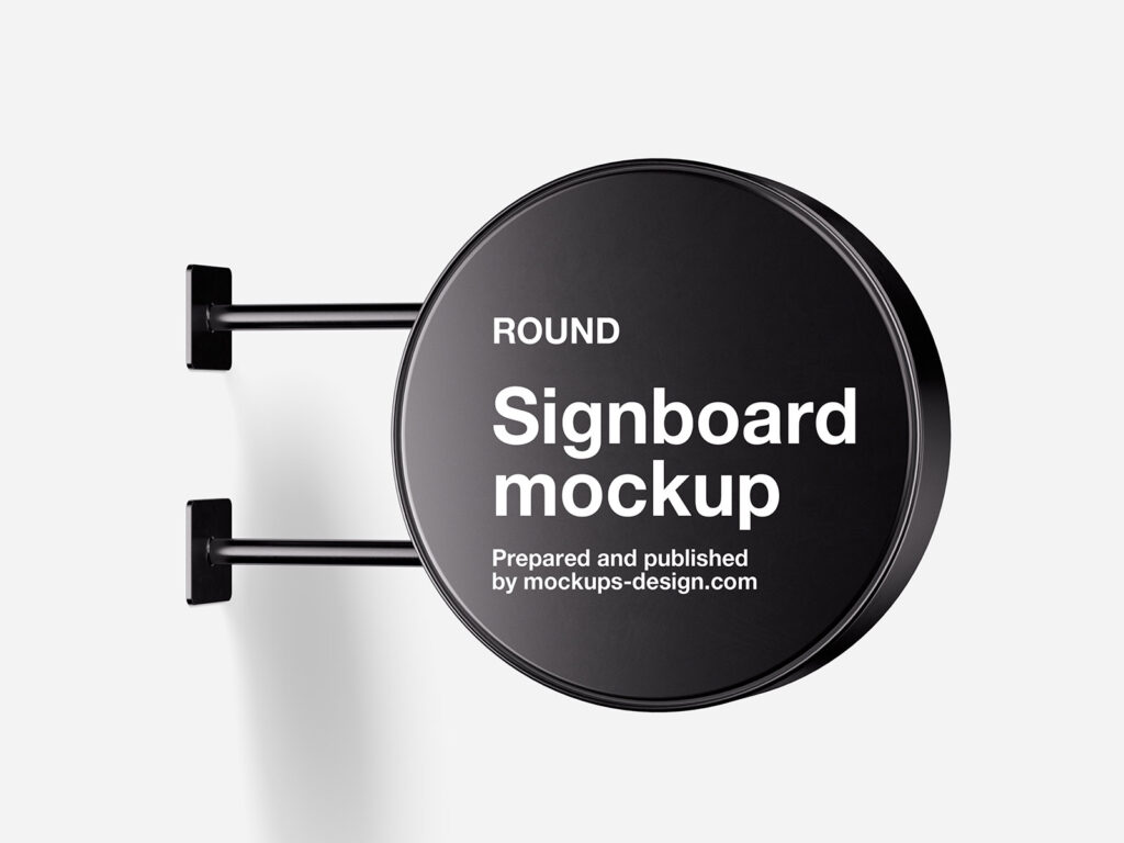 Round Signboard Mockup in 3 Sights