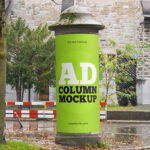 Round Street Advertising Column Mockup