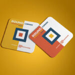 Rounded Corners Square Business Card Mockup Set