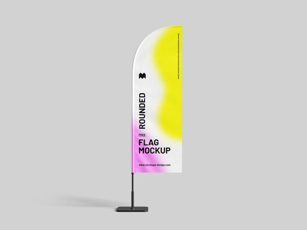 Rounded Flag Mockup in 3 Shots