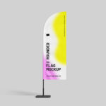 Rounded Flag Mockup in 3 Shots