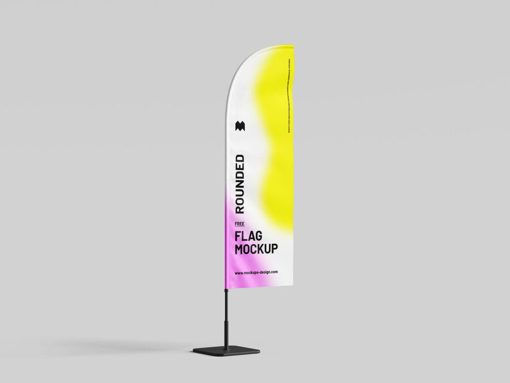 Rounded Flag Mockup in 3 Shots