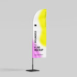 Rounded Flag Mockup in 3 Shots