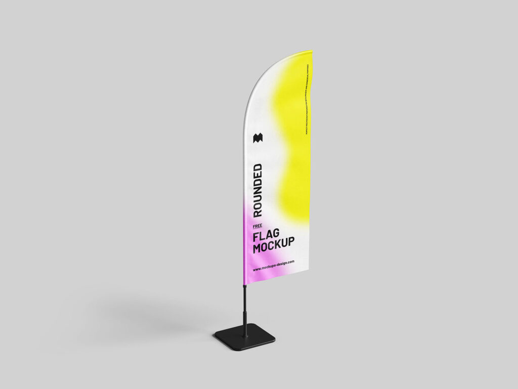 Rounded Flag Mockup in 3 Shots