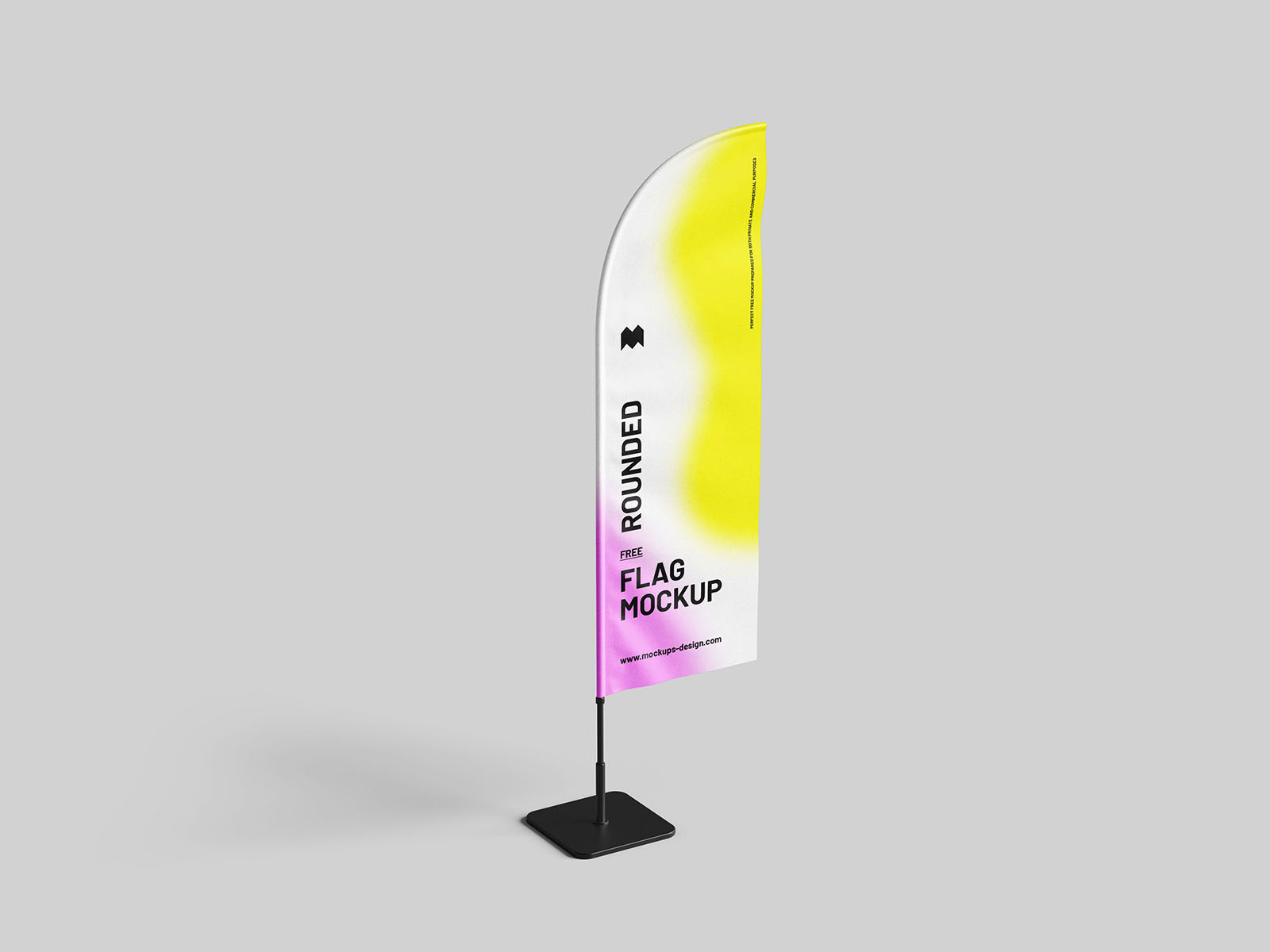 Free Rounded Flag Mockup in 3 Shots PSD Template