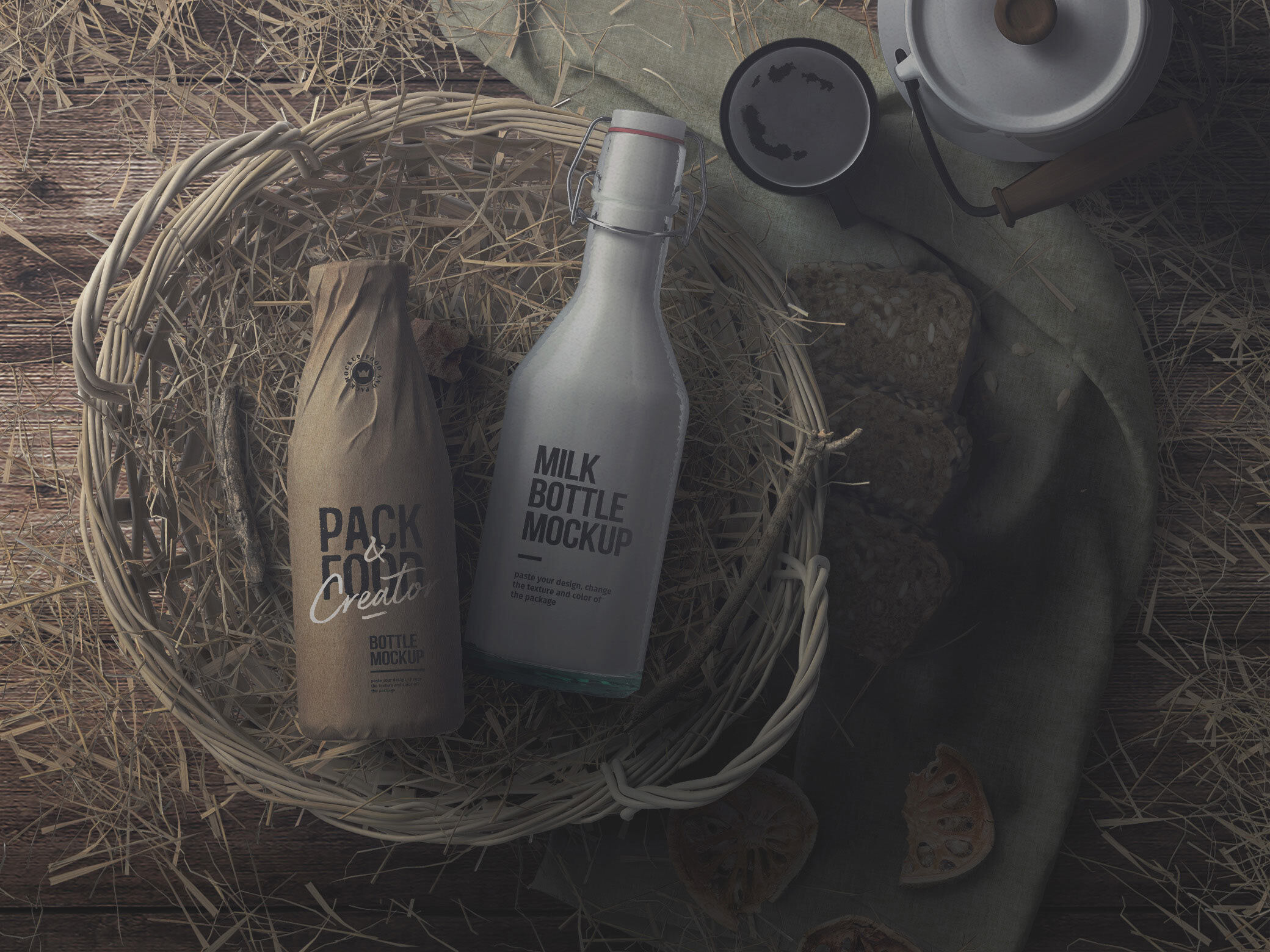Rustic Scene Creator Mockup Featuring Overhead View FREE PSD