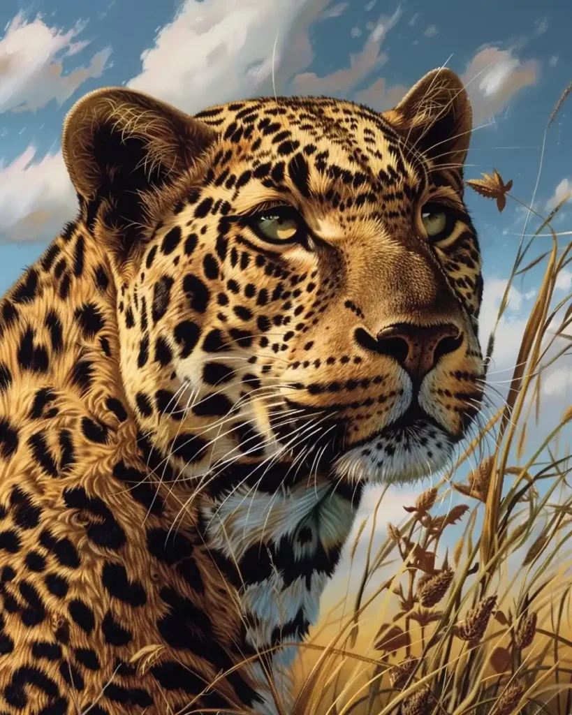 Savannah Leopard Close-Up