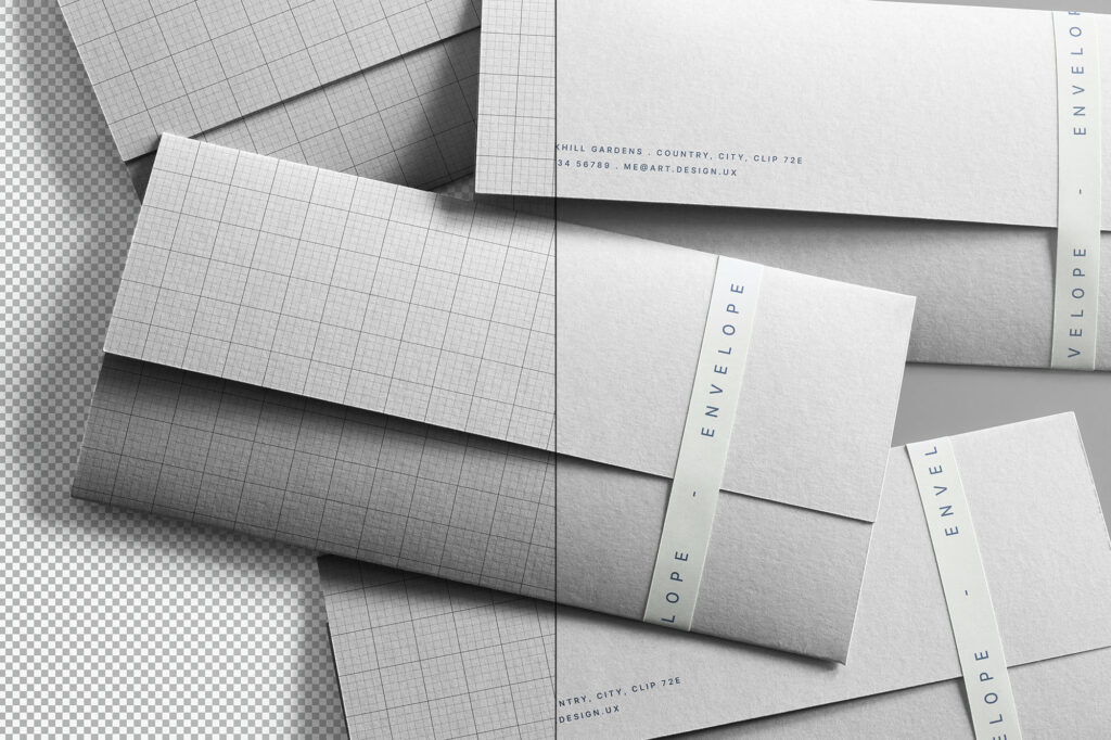 Scattered Envelopes Mockup in Top Sight