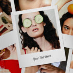Scattered Polaroid Cards Mockup