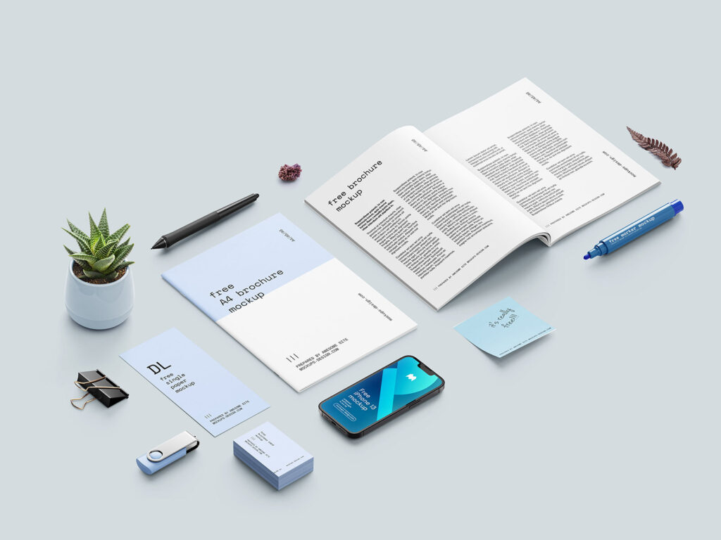 Scene Creator Branding Mockup with A4 Brochures