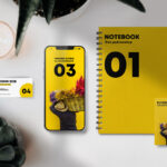 Scene Creator Mockup with Smartphone, Flyer, Notebook, and Business Card
