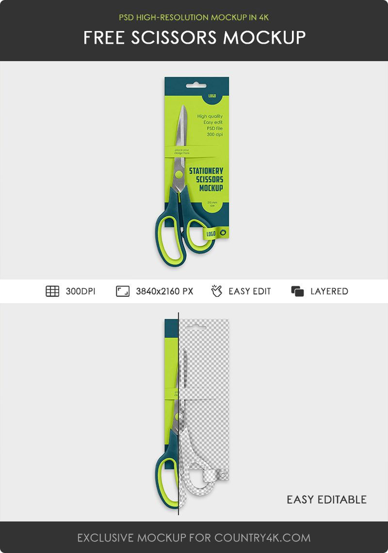 Free Scissors Mockup PSD Template