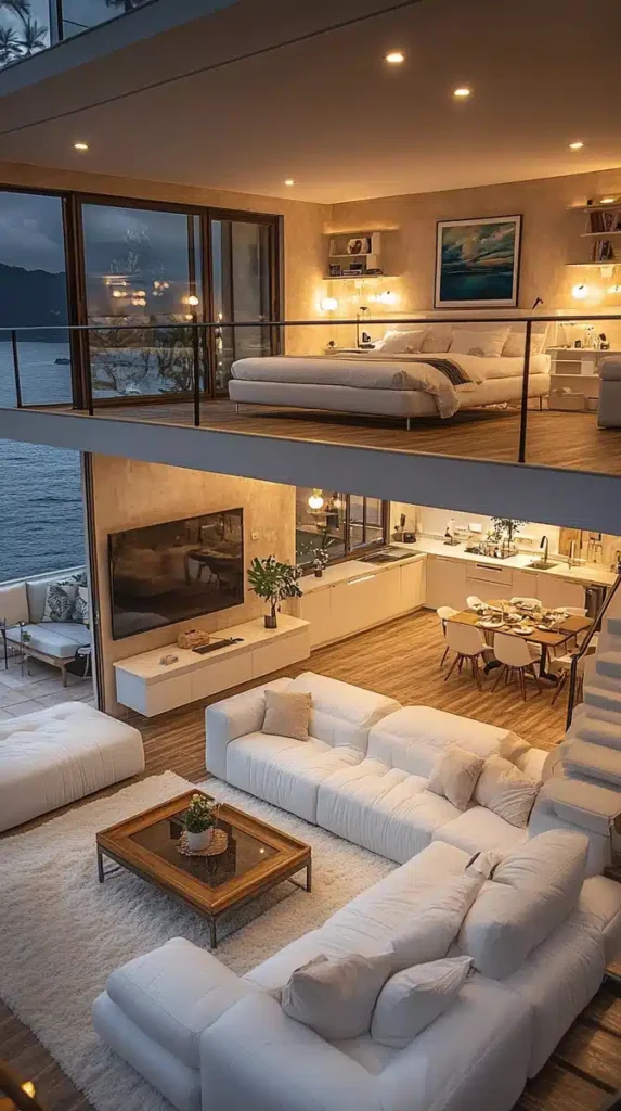 Seaside Duplex at Night