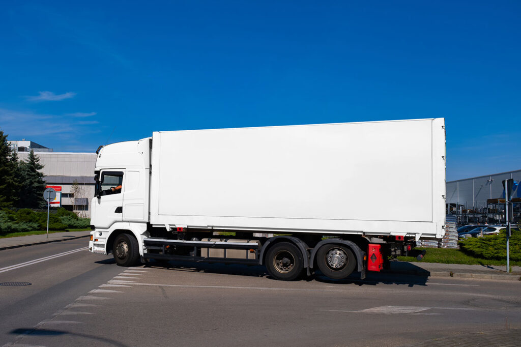 Semi Truck on Street Mockup