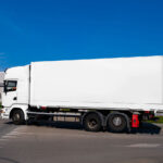 Semi Truck on Street Mockup