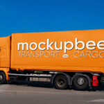 Semi Truck on Street Mockup