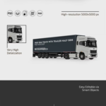 Semi Truck Trailer Half-Side Mockup