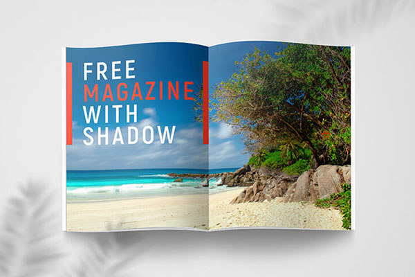 Set of 2 Open and Closed Magazines Mockups with Shadow