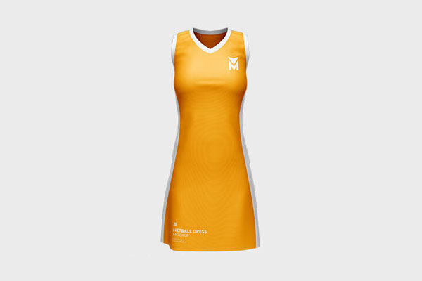 Set of 3 Mockups of Netball Dress in Different Views