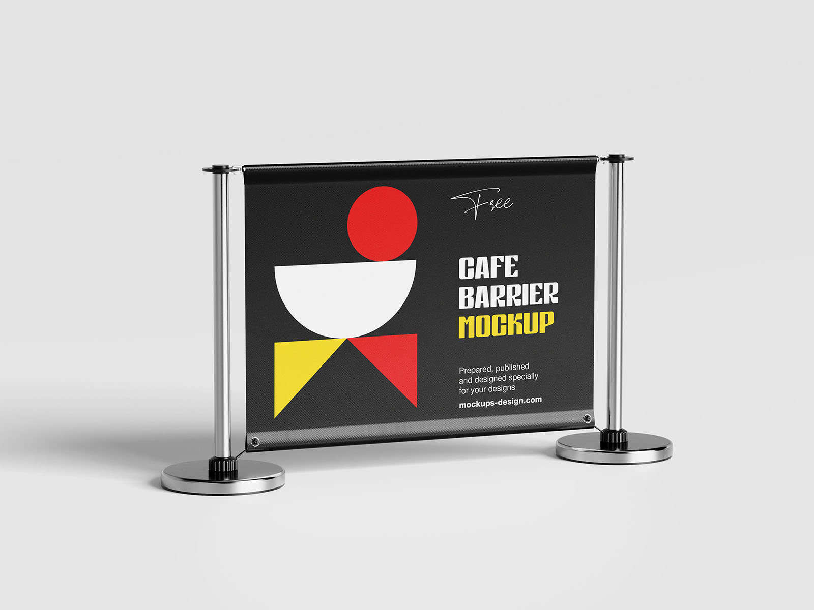 Set of 4 Cafe Barrier Mockups in Different Angles FREE PSD