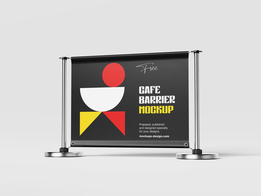 Set of 4 Cafe Barrier Mockups in Different Angles