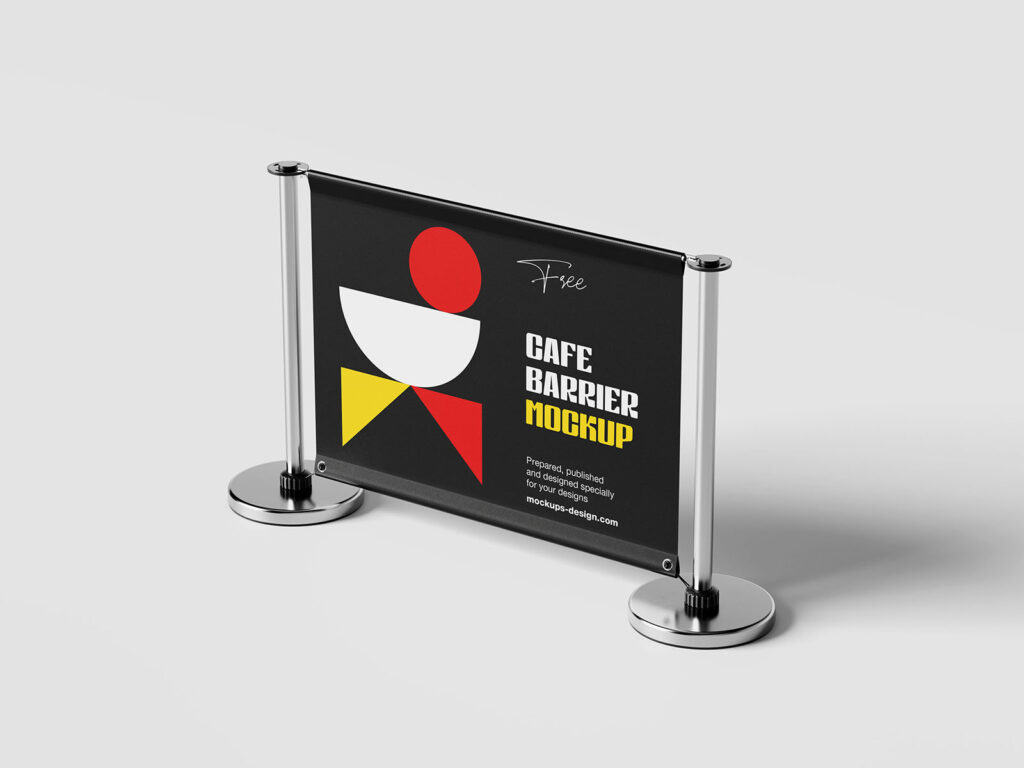 Set of 4 Cafe Barrier Mockups in Different Angles