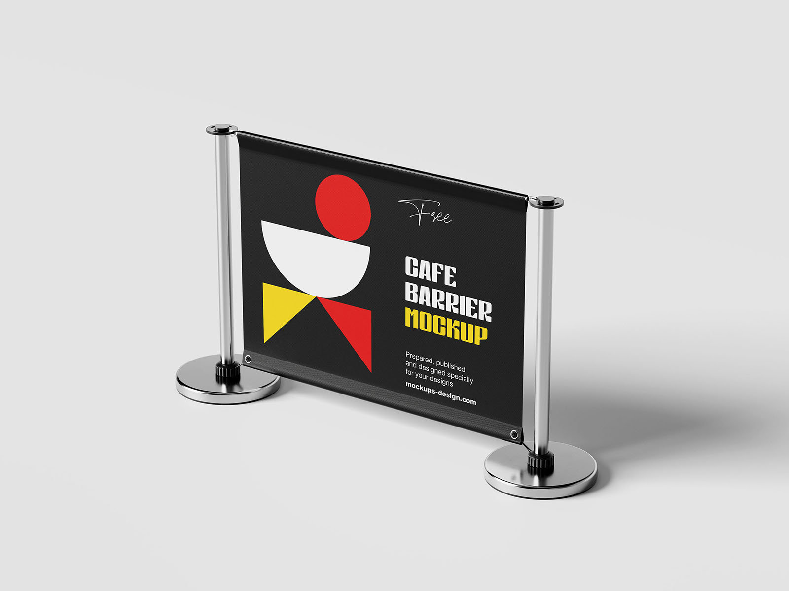 Set of 4 Cafe Barrier Mockups in Different Angles FREE PSD