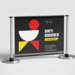 Set of 4 Cafe Barrier Mockups in Different Angles