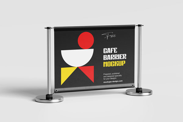 Set of 4 Cafe Barrier Mockups in Different Angles