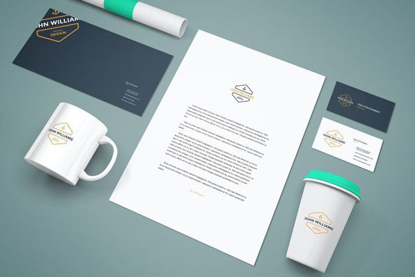 Set of Branding Stationery Mockups in Perspective
