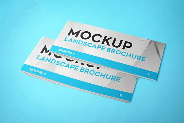 Set of Closed and Opened Landscape Brochures Mockups