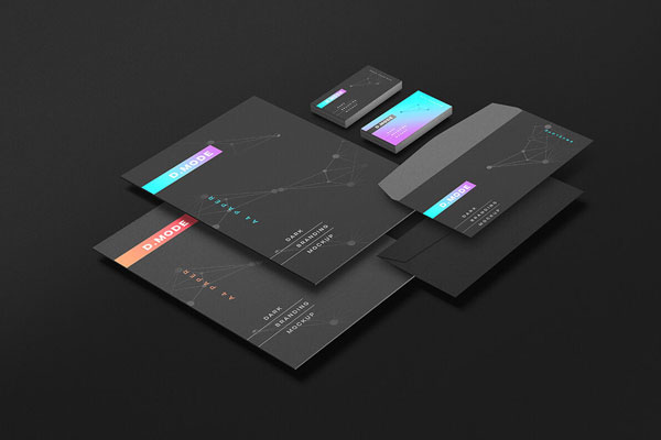 Set of Dark Stationery Mockup